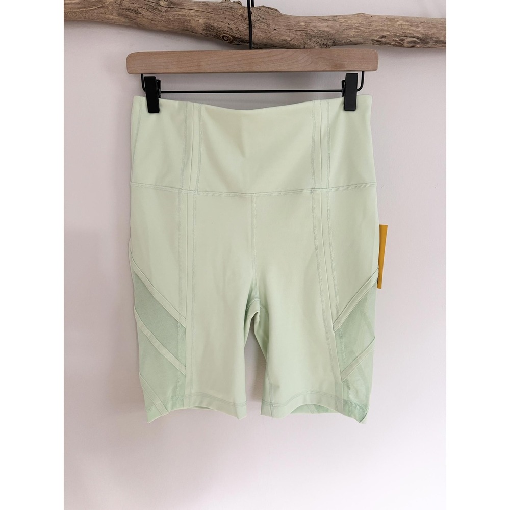 Lole Women's Light Green High Waisted Mesh Panel Bike Shorts NWT Large - Picture 3 of 9
